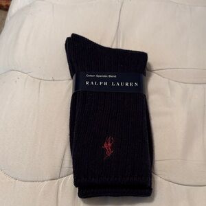 Ralph Lauren Navy blue Crew Socks with Red Pony Embroidery